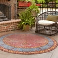 thumbnail image 3 of Unique Loom Outdoor Traditional Collection Area Rug - Fortitude (6' 1" Round Vintage Salmon Coral/Beige), 3 of 9