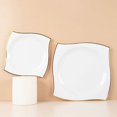 thumbnail image 5 of Balsa Circle 10 Square White 8" Disposable Salad Plastic Plates Wavy Gold Trim Party Events Tableware Decorations, 5 of 8