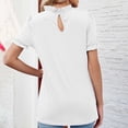 thumbnail image 4 of Inleife Womens T-Shirts Fashionable Round Neck Lace Short Sleeved Blouse Women's Casual Solid Color T-Shirt Top, 4 of 4