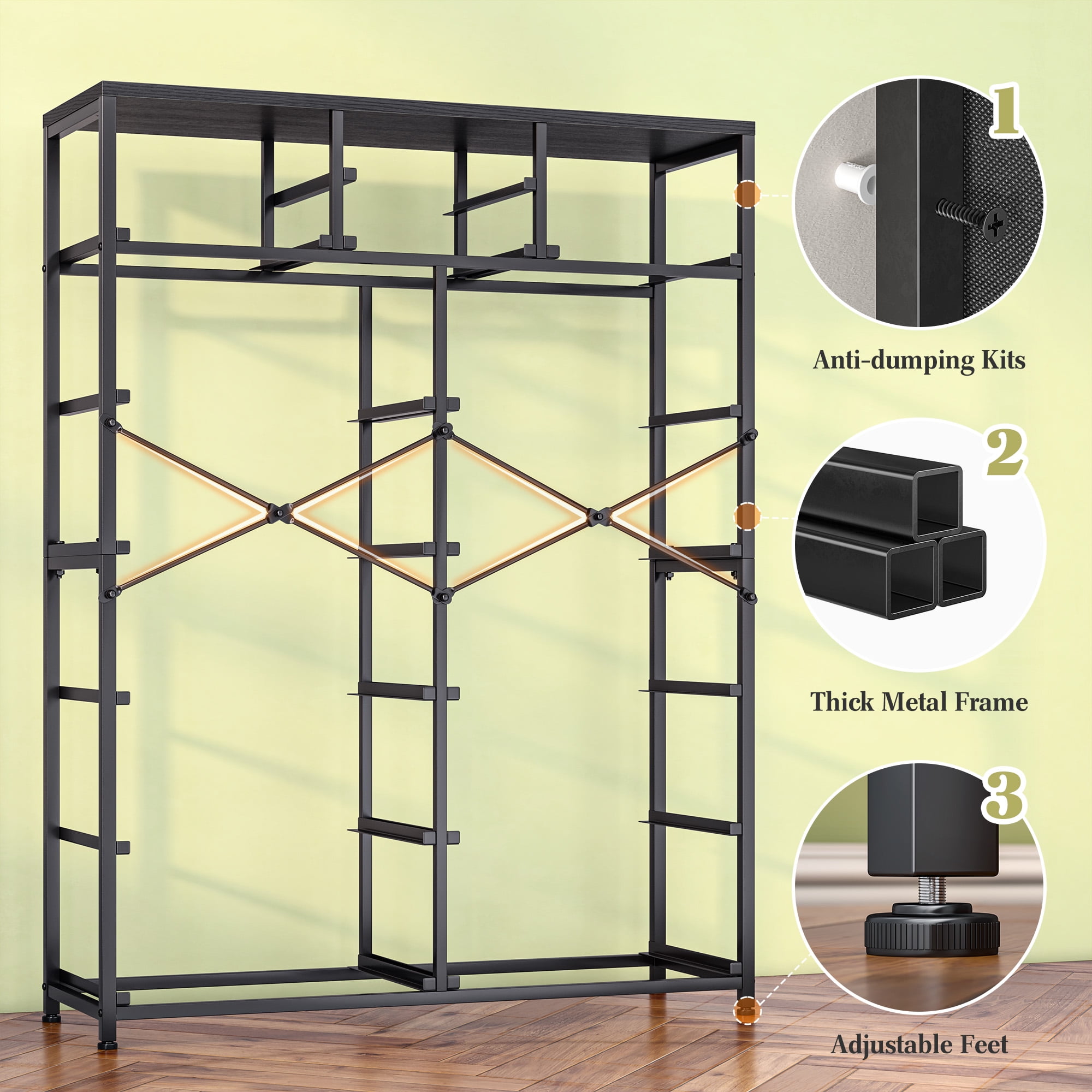 EnHomee Dressers for Bedroom with 14 Fabric Drawers Tall Dresser & Chests of Drawers Storage Tower for Living Room, Black