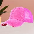 thumbnail image 2 of Baseball Hats for Men CQXIDFH Washed Cotton Trucker Hat, Mesh Back Breathable Baseball Cap, Distressed Solid Color Headwear for Hiking Sports, Hijab Cap (Hot Pink, One Size), 2 of 6
