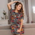 thumbnail image 3 of Fuzoiu BBQ Icons Print Women Nightgowns, Soft Comfy Lightweight Short Sleeves Sleepwear,Crew Neck Loungewear, 3 of 6