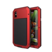 Glass Aluminum Metal iPhone X Case (Red) Heavy Duty Military Grade Shockproof and Scratch Resistant Protection, Rugged Outdoor Travel