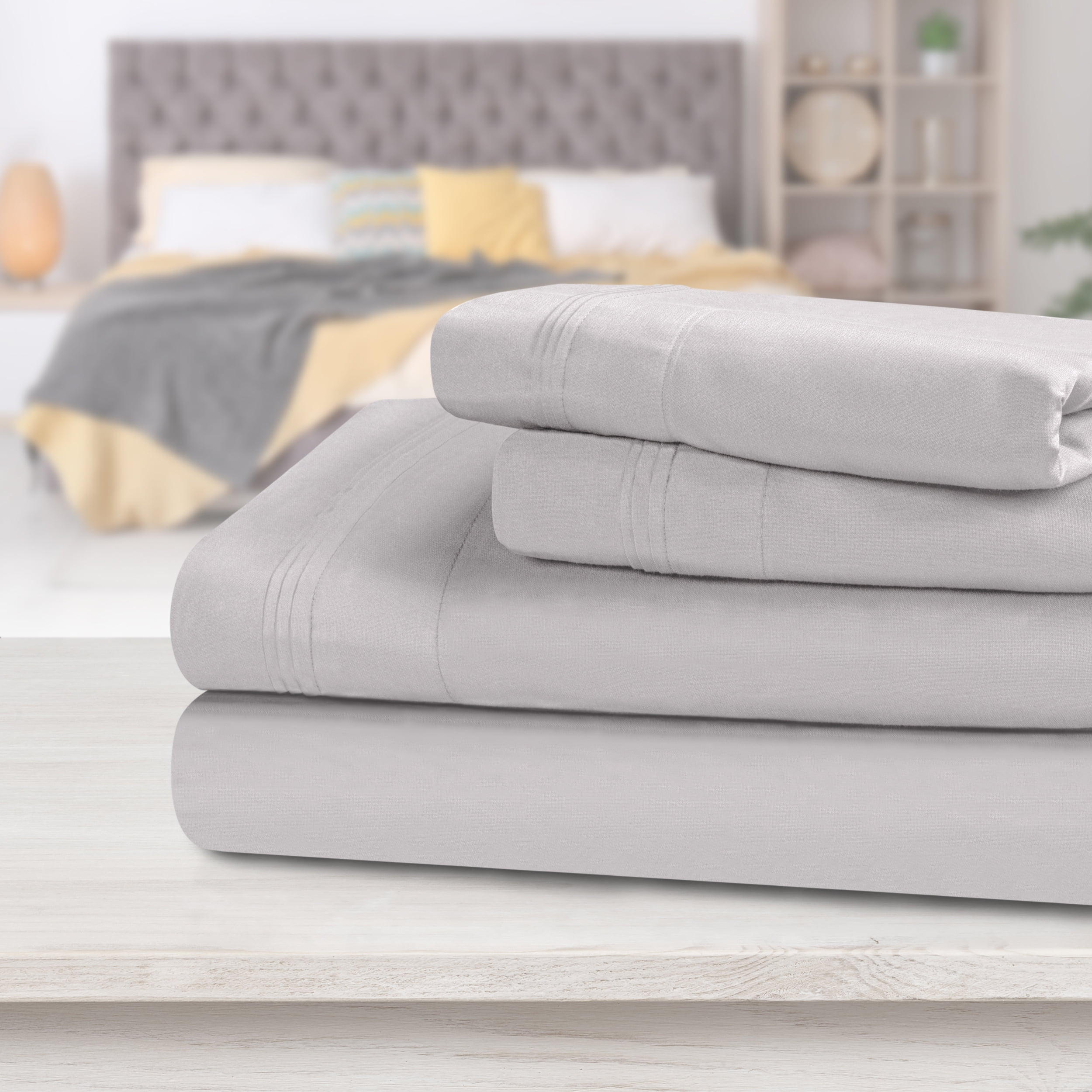 Queen Light Blue Solid 4 Pc Bed Sheet Set 1000 Thread Count 100/% Egyptian Cotton