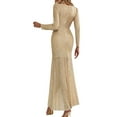 thumbnail image 2 of RYRJJ Women's Long Sequin Formal Dresses Long Sleeve Mermaid Cocktail Wedding Guest Dresses Elegant Wrap V Neck Party Prom Gowns(Beige,S), 2 of 5