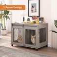 thumbnail image 7 of Ostreici 39" Anti-Bite Furniture Style Dog Crate Sliding Barn Door, Dog Kennel End Table w/ Wheels, 7 of 7
