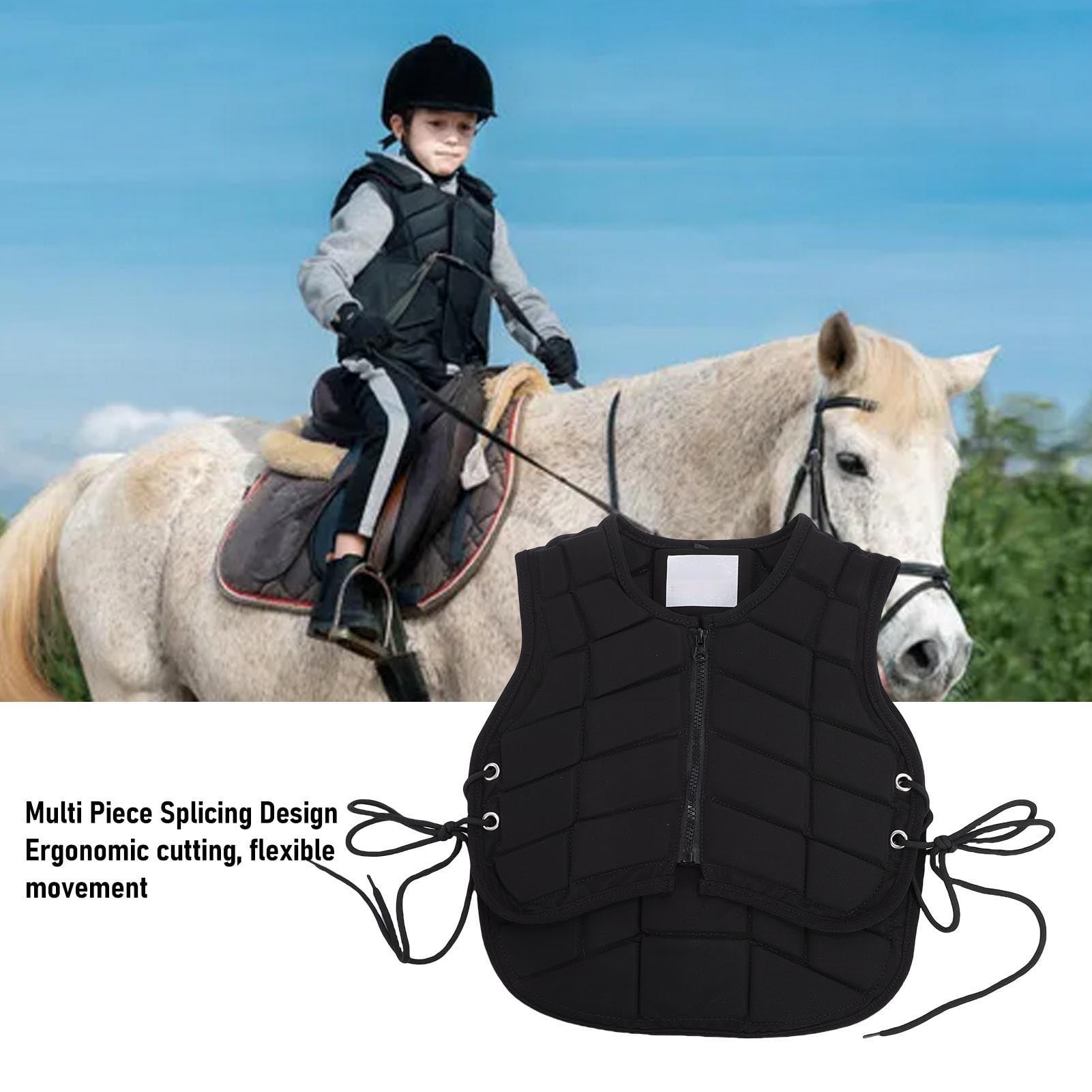 Suodoka Kids Horse Riding Vest Front Zipper Padded Equestrian Protective Gear Safety Body Protector for Equestrian Training and Trail Riding, Size CS, 15.75 inches / 40 cm