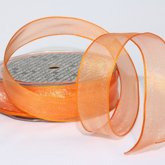The Ribbon People Shimmering Orange Crystal Wired Edge Craft Ribbon 1" x 54 Yards
