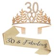 thumbnail image 1 of Kit de tiara de diamantes de imitación y banda para el 30.° cumpleaños. Regalos para ella por el 30.° cumpleaños. Decoraciones para el 30.° cumpleaños de mujer., 1 of 5