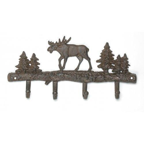 Cast Iron Moose Wall Key Rack Holder 4 Hooks Coat Hook Home Decor NEW