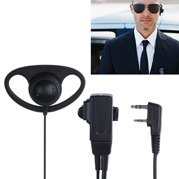 Edfrwws 2 Pin D-Shape Earpiece Headset MIC PTT for Baofeng Kenwood Puxing TYT Radio
