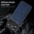 thumbnail image 6 of Shockproof Case Designed for iPhone 17 Pro 2025 6.3 inch Leather Magnetic Rugged Compatible with MagSafe Slim Phone Cover for iPhone 17 Pro (Blue), 6 of 6