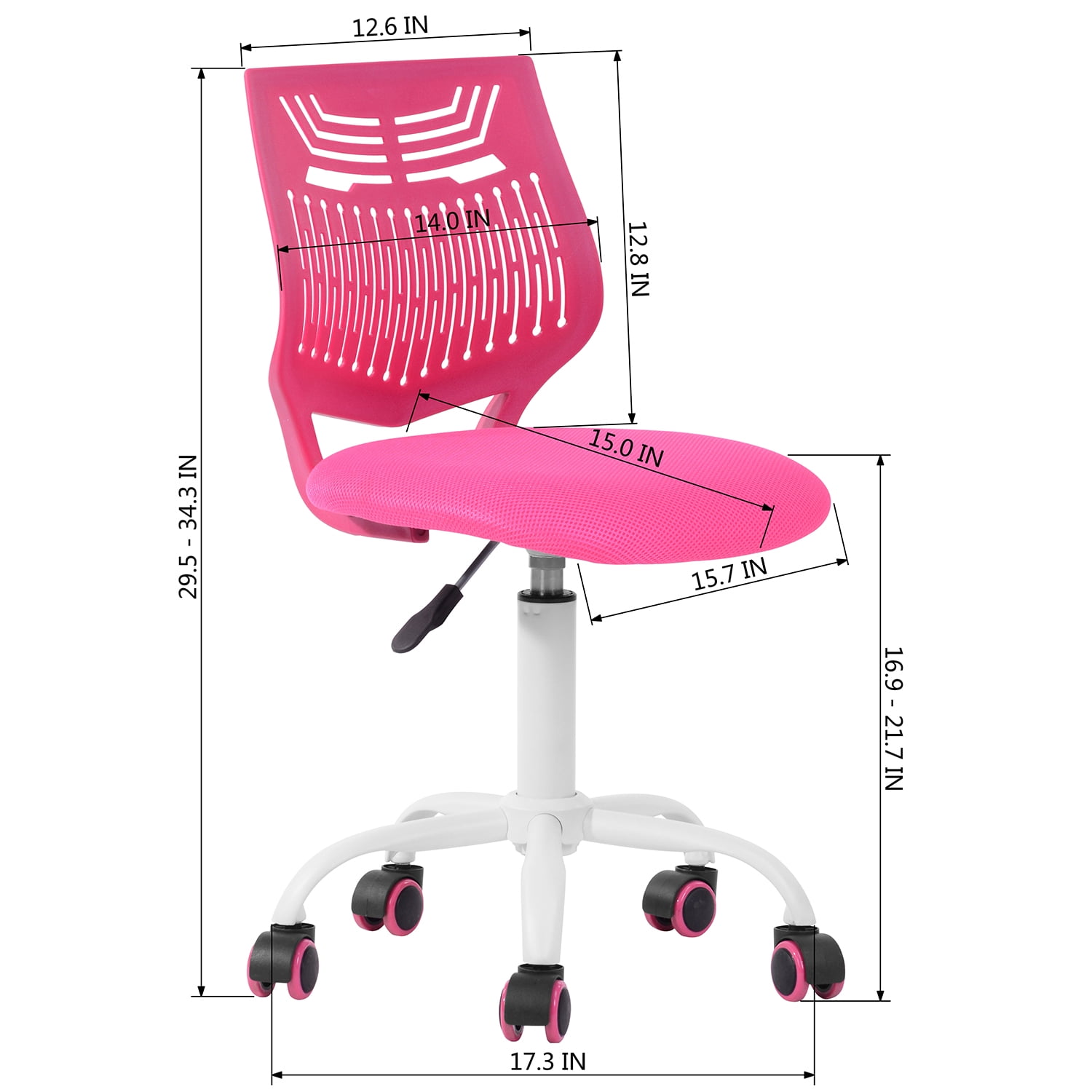 FurnitureR Gaming Chair for Teens, Adjustable Height, Soft Fabric Seat, Breathable Backrest, Rolling Wheels, Rose