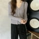thumbnail image 4 of Ribbed Knit Cardigan Sweater for Women Long Sleeve V-Neck Wavy-hem Plain Knit Jacket Teen-girl Fall Winter Basic Outfit, 4 of 5