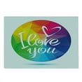thumbnail image 2 of Pride Cutting Board, Rounded Polygonal Rainbow Colored Framework with I Love You Calligraphic Design, Decorative Tempered Glass Cutting and Serving Board, Large Size, Multicolor, by Ambesonne, 2 of 5