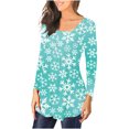 thumbnail image 1 of Tops para mujer Camisas Blusas Elegante Casual Camisas de manga larga Camiseta Estampado Cuello redondo Fruncido Jersey Blusa Odeerbi  ODB-5, 1 of 6