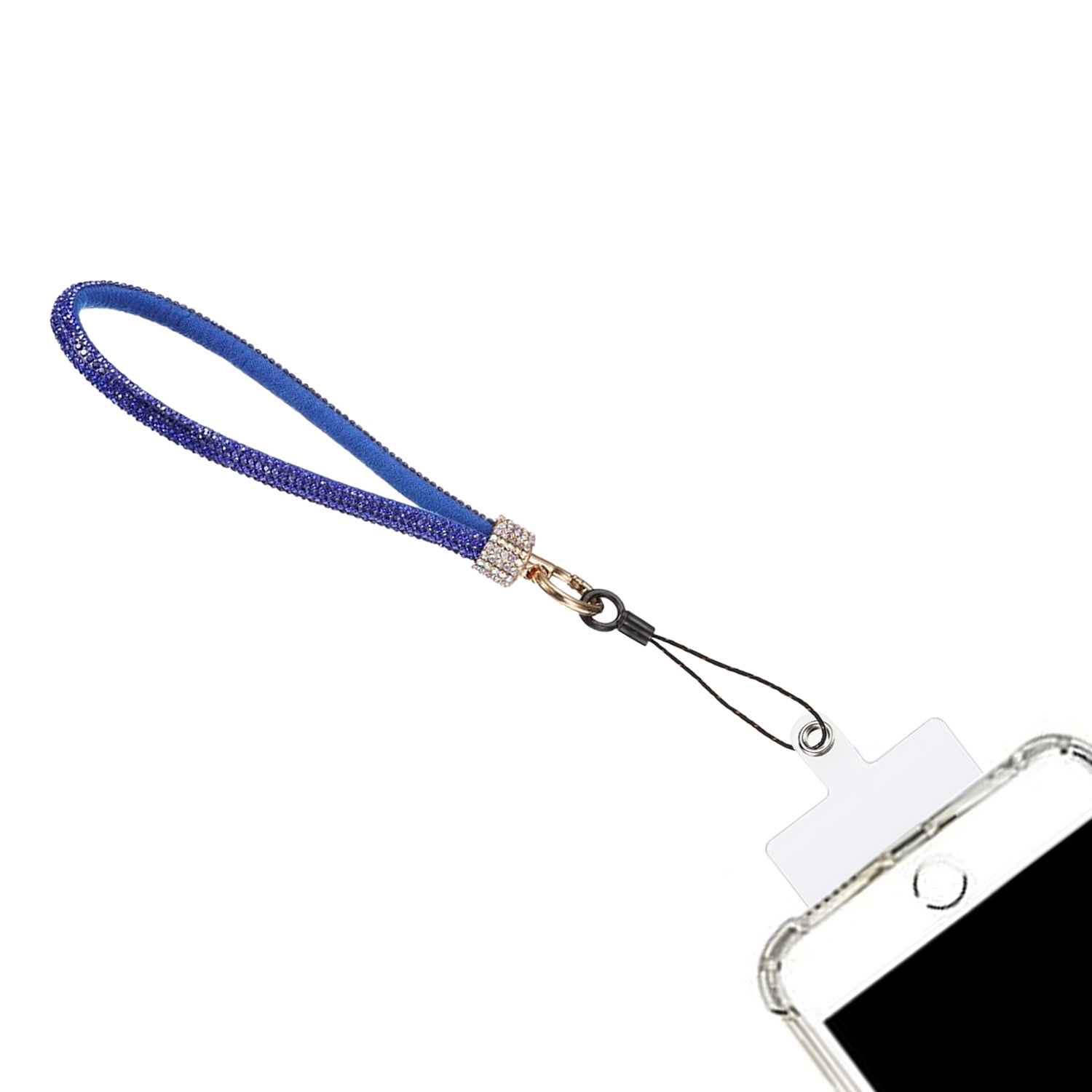 Crystal Diamond Beaded Phone Wristband Lanyard - Blue