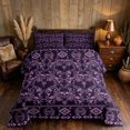 thumbnail image 2 of Manfei Witchy Purple Skull Queen Comforter Set, Aztec Floral Damask Comforter Sets Queen, Dark Purple Light Purple, Black Reversible 3 Pieces, 1 Comforter and 2 Pillowcases, 2 of 6