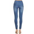 thumbnail image 2 of Women's Stretch Pull On Skinny Jeans Ripped  Denim Jeggings Elastic Waist Tummy Control Plus Size  3XL Medium Blue, 2 of 6