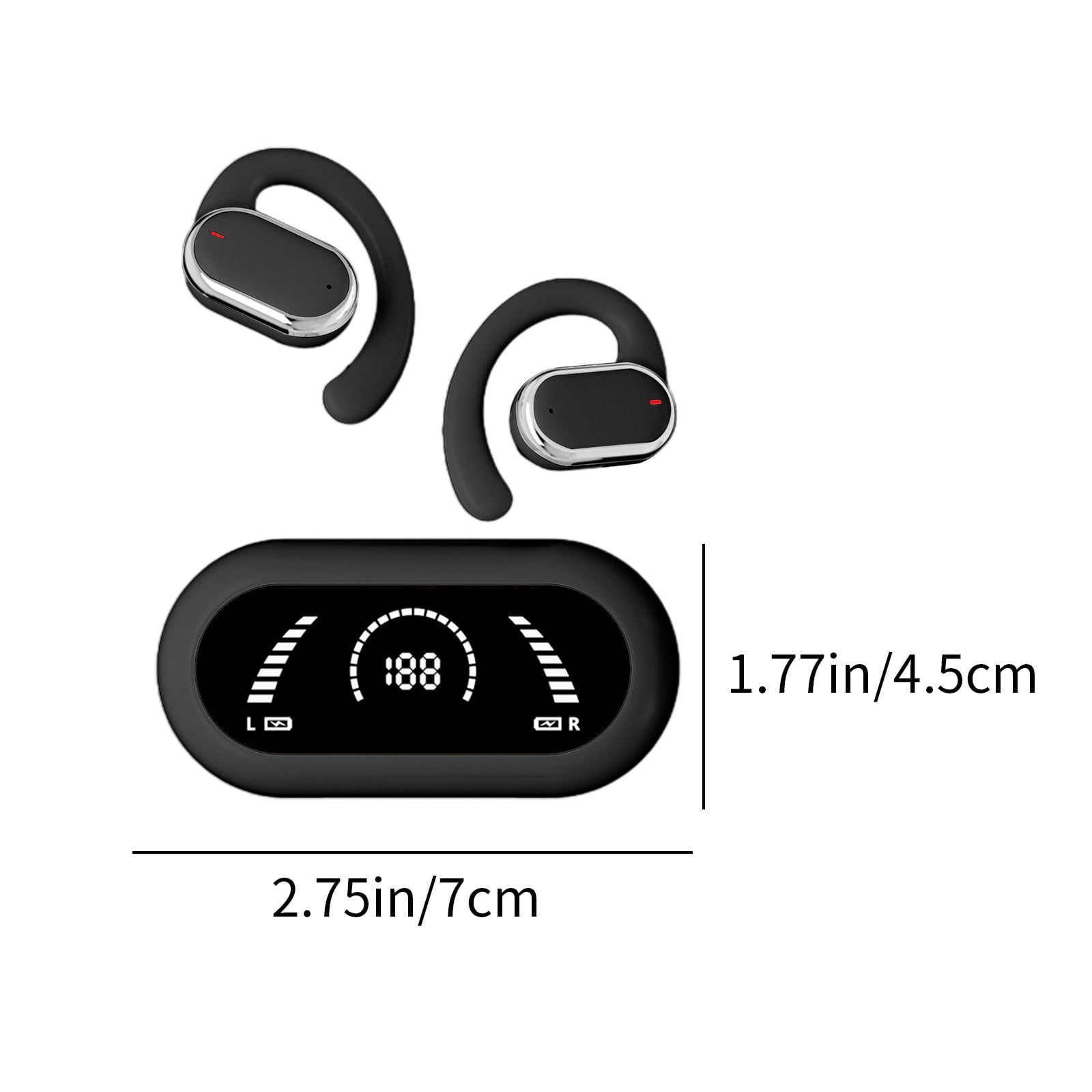 asxite Wireless Earbuds,Ear Mounted Non In Ear Intelligent Digital Display Bluetooth 5.3 Directional Sound Transmission With Long Battery Life Wireless Earphones,Black