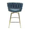 thumbnail image 4 of Dining Room Seating 26" Bar Chair Suede Woven Bar Stool Set of 2,Golden legs Barstools No Adjustable Kitchen Island Chairs,360 Swivel Bar Stools Upholstered Bar Chair Counter Stool Arm Chairs with Ba, 4 of 14