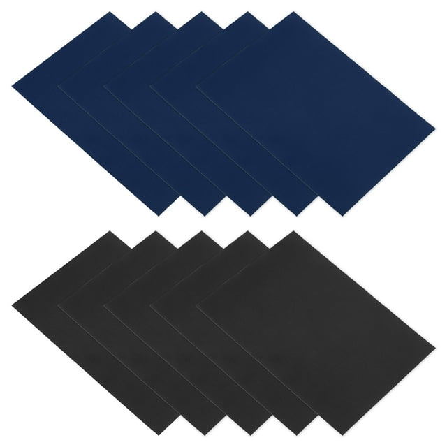 Parche de Reparación de Chaqueta de Plumas 6" x 8", Paquete de 10 Parches de Tela de Nylon Autoadhesivos para Tienda de Campaña y Ropa, Negro y Azul Marino