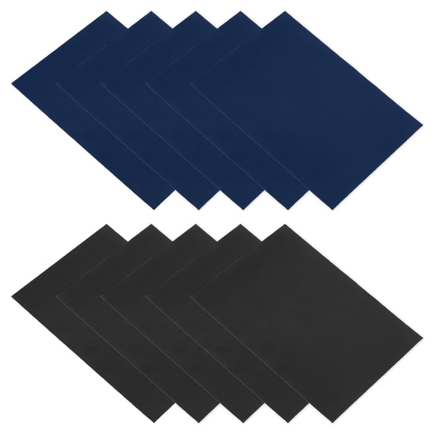Parche de Reparación de Chaqueta de Plumas 6" x 8", Paquete de 10 Parches de Tela de Nylon Autoadhesivos para Tienda de Campaña y Ropa, Negro y Azul Marino