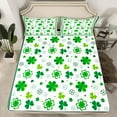 thumbnail image 2 of jejeloiu Lucky Clover Leaves Bed Sheets,Happy St.Patrick Day King Sheets,Green White Sheet Set For Men Women,Luxury Bedroom Decor,4 Pieces, 2 of 7