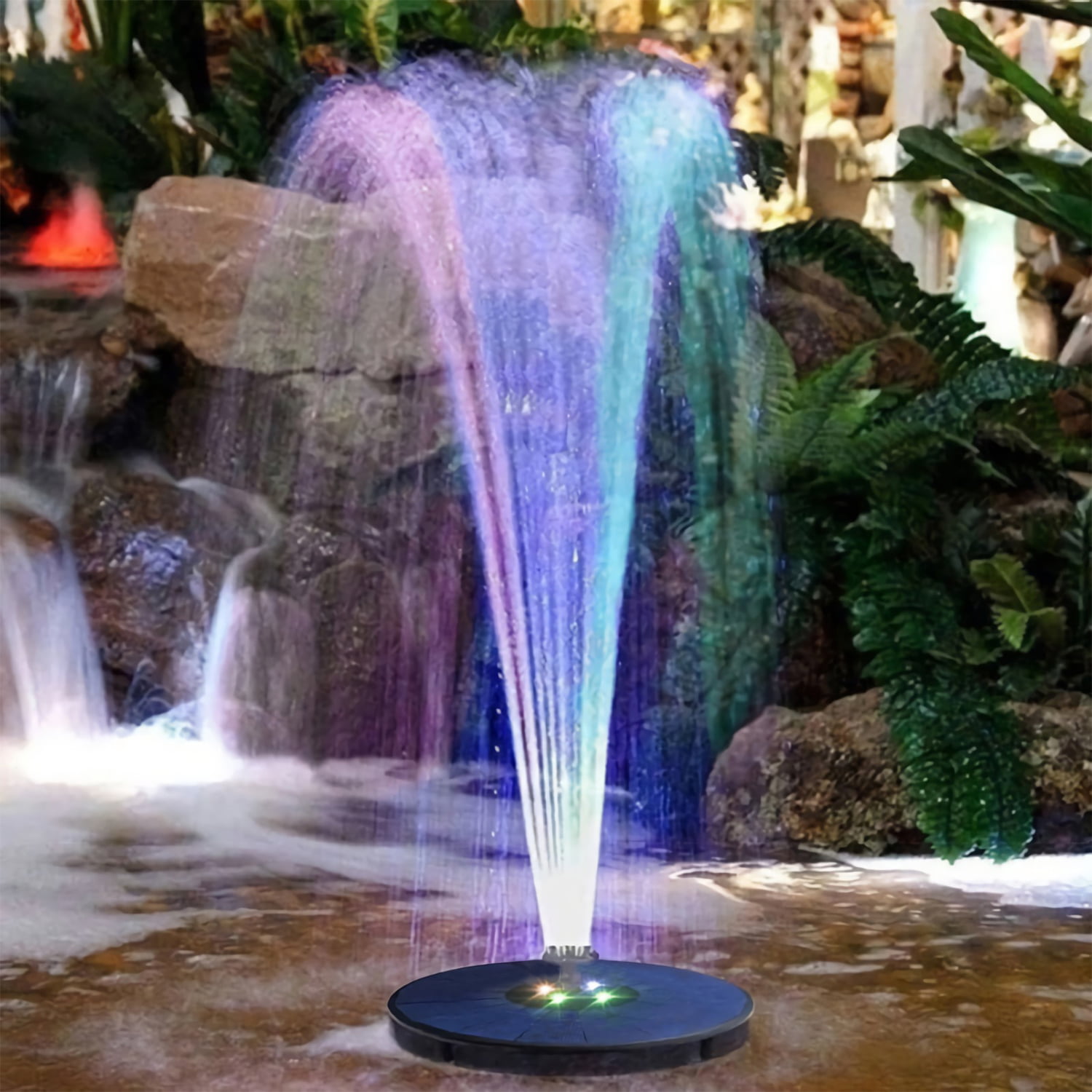 Outdoor 1200mAh Solar Fountain LED 3W Floating Auto-Fountain Pump Garden Ponds 