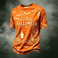 thumbnail image 5 of Havenx Halloween T Shirts for Men Pumpkin Print Shirt Short Sleeve Crew Neck T-Shirts Funny Spooky Scary Lightweight Casual Retro Tee Tops,Orange 3XL, 5 of 5