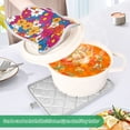thumbnail image 3 of Yayeee Pot Holders Kitchen Heat Resistant with Pockets 7"x9.8" Cotton Oven Cooking Hot Pads, Red Whimsical Floral, 3 of 7