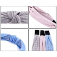 thumbnail image 5 of 3PCS Mujeres y niñas Rayas anchas Hojas de doble tira Nudo cruzado Aro para el cabello hecho a mano Diadema Accesorios para el cabello (3 colores), 5 of 5