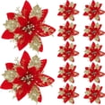 thumbnail image 2 of Flores artificiales de Navidad con purpurina, decoración para árbol de Navidad, adornos para Año Nuevo, flores falsas de Navidad, 2 of 5