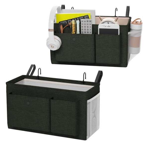 Edudif Organizador De Mesita De Noche Con Correas Fijas Y Soporte Para Botella De Agua, Carrito Para Litera, Ideal Para El Hogar, Dormitorio, Hospital, Cuna, Solución Versátil De Almacenamiento Junto