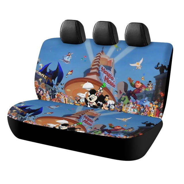 La Casa de Mickey Mouse de Disney-theme Car Rear Seat Covers Back Elastic Flexible Car Seat Covers Decorative Fits Most Cars 120x59x76cm