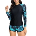 thumbnail image 5 of GEWSEY Women's Long Sleeves Rash Guard - 2 Piece Swimsuits with Built in Bra Swim Shirt and Shorts with Pockets (Black, XL), 5 of 8