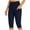 #Black, variant on DPTALR Women's High-Waisted Knee-Length Yoga Workout Capri Pants With Pockets,Dark Blue,Size M