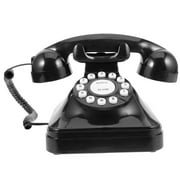 Huaq Vintage Retro Antique Phone Wired Corded Landline Telephone Home Desk Decoration (Black)