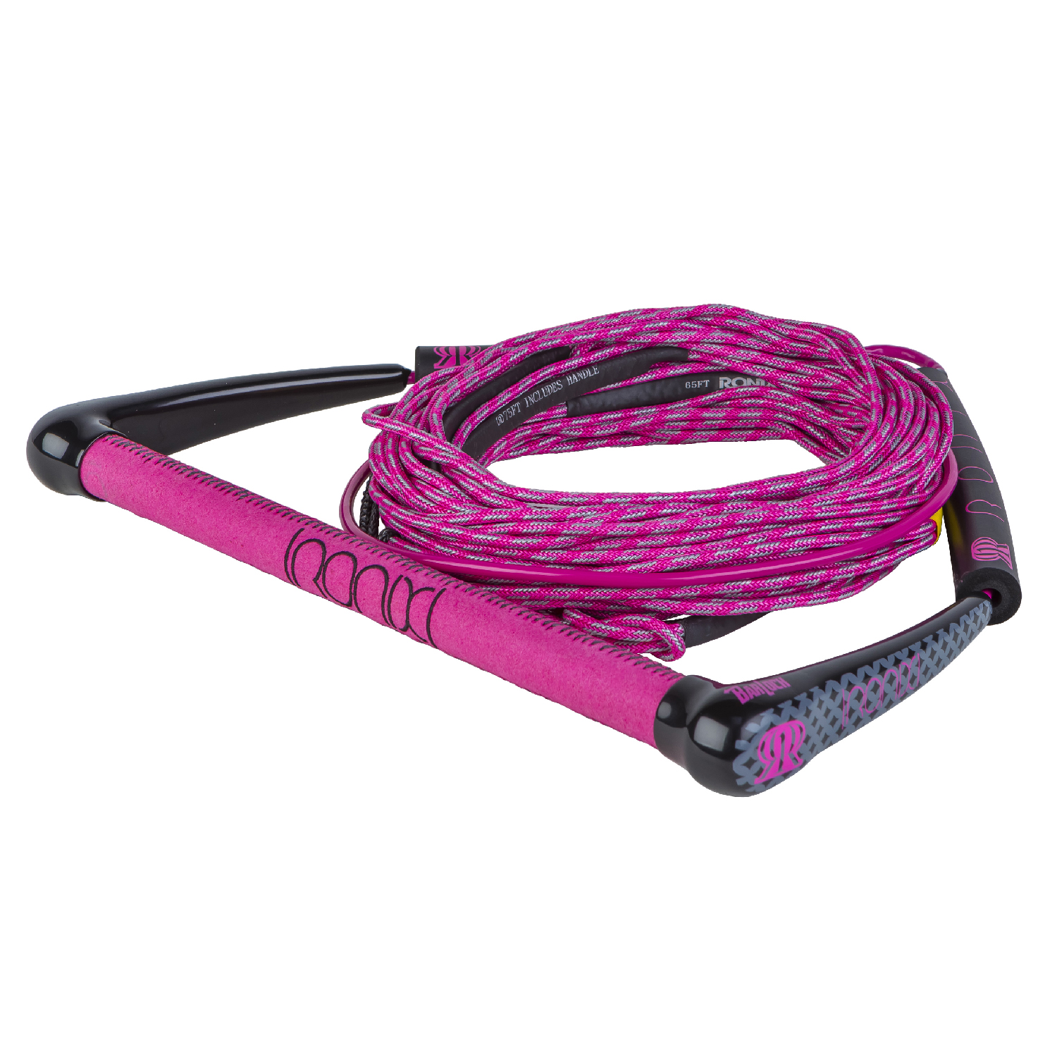 Ronix 2018 Women's Combo Dyneema Bar Lock Hide Grip w 70 FT 4-Sect. Solin Rope (Pink) Wakeboard Rope & Handle Combo by