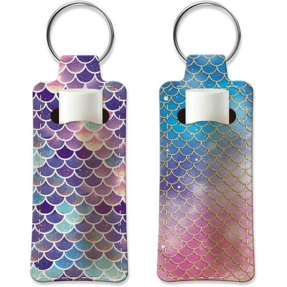 1Sets 2pcs Lipstick Holder Keychain Lip Balm Holders Elastic Diving Fabric Keychain Portable Lipstick Holder for Chapstick