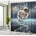thumbnail image 5 of Ambesonne Galaxy Shower Curtain, Astronaut Floats Outer Space, 69"Wx70"L, Grey Blue, 5 of 5