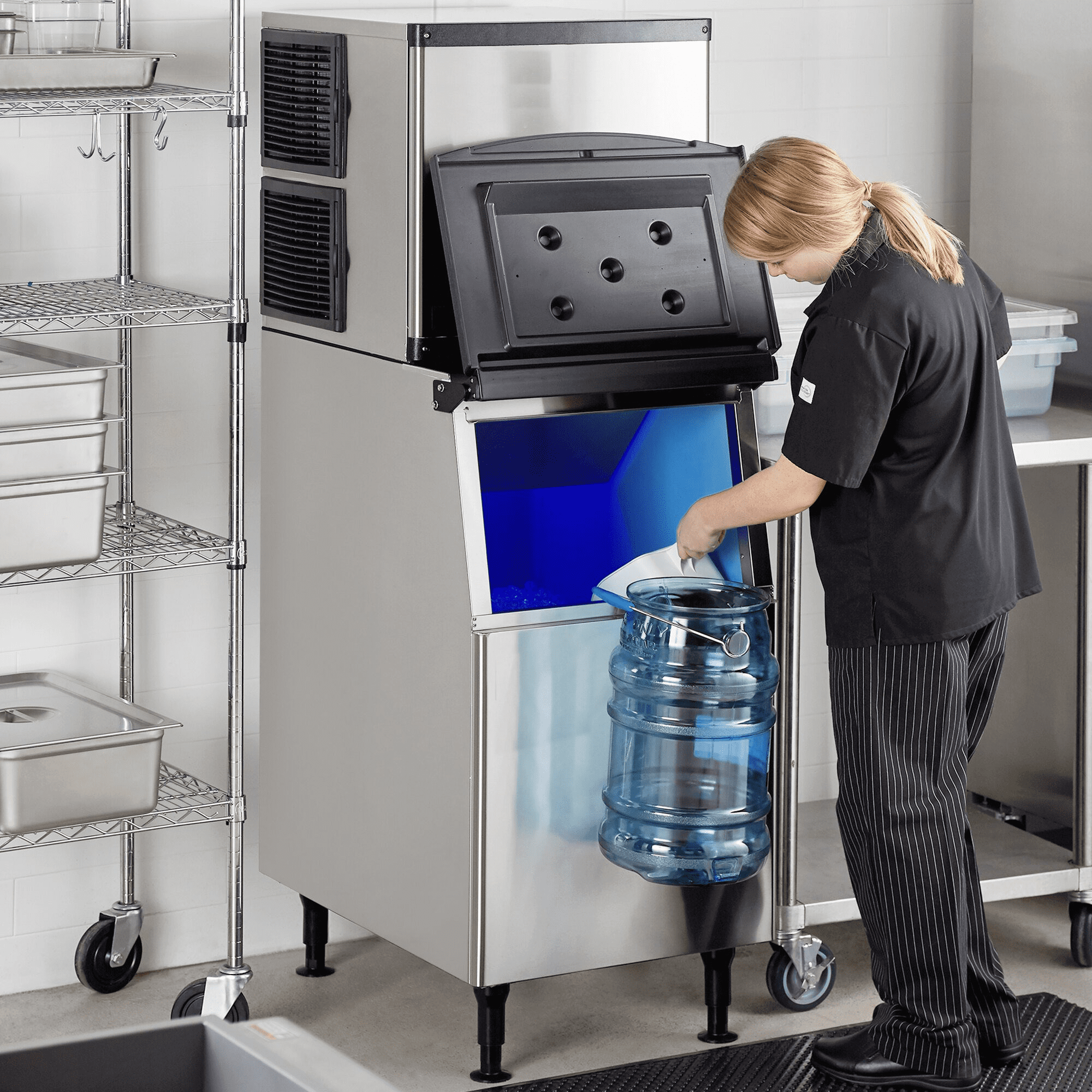 Commercial Ice Maker  350Lbs/24H, ETL, 275Lbs Storage, Ice Ready in 8-15 min, Stainless Steel Ice Maker for Bar/Cafe/Restaurant/Business