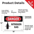 thumbnail image 2 of Nitrogen Gas OSHA Danger Rigid Plastic Sign 18 Inch x 12 Inch - 5 Pack, 2 of 8