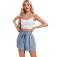 thumbnail image 5 of Hanerdun Womens Shorts with Pockets High Waist Belted Bottoms Summer Casual Shorts Blue 2XL, 5 of 5
