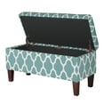 thumbnail image 6 of HomePop Drake Large Storage Bench, 36"L x 16"D x 18"H, Teal/Cream Quarterfoil Print, 6 of 12