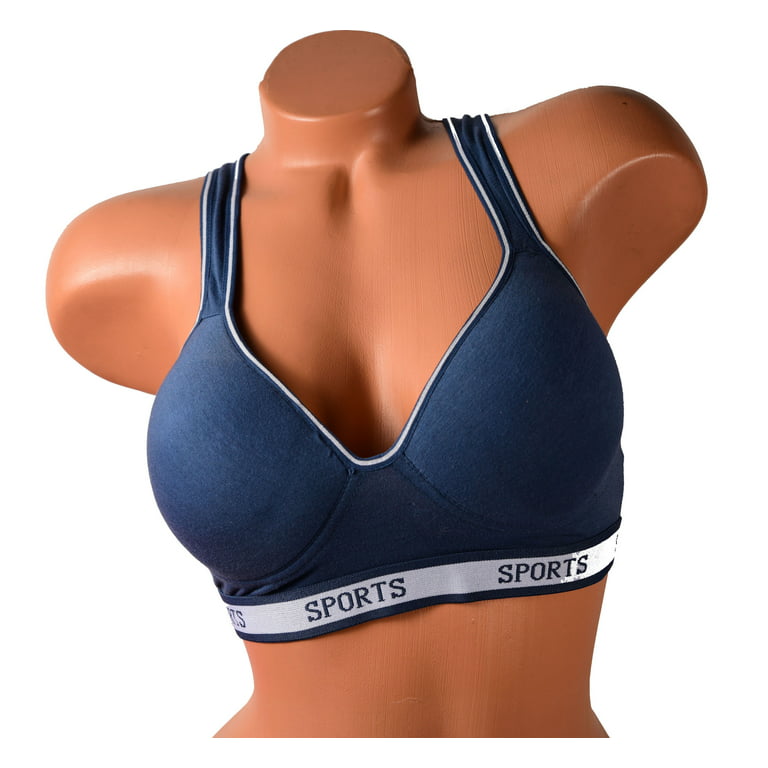 Women Bras 6 Pack of Cotton Sports Bra with B cup C cup D cup Size 36B  (6648)
