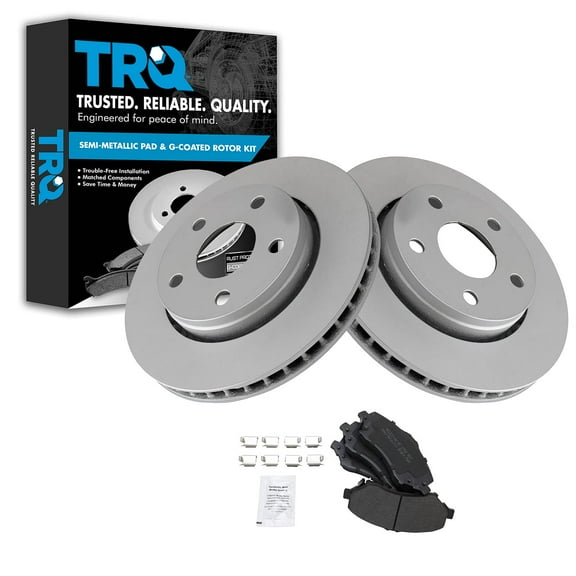 TRQ Front Brake Pad & Rotor Kit Brake Pads Brake Rotor Semi-Metallic Vented Premium G-Coated Fits Select 2007-2017 Jeep Wrangler 2018 Wrangler JK