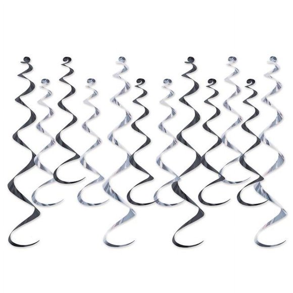 Beistle 53505-BKS 8 à 17,5 Pouces et 4 à 25 Pouces Tourbillons Métalliques & 44; Noir et Argent - Pack de 6