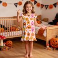 thumbnail image 2 of WXFAZCVU Toddler Girls Nightdress Halloween Graphic Print Sleepwear Short Sleeve Pajamas Dress Size 7-8 Years, 2 of 4