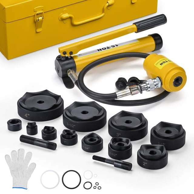 Yescom Kit de Perforateur Hydraulique 15 Tonnes Outil Manuel avec 10 Découpes
